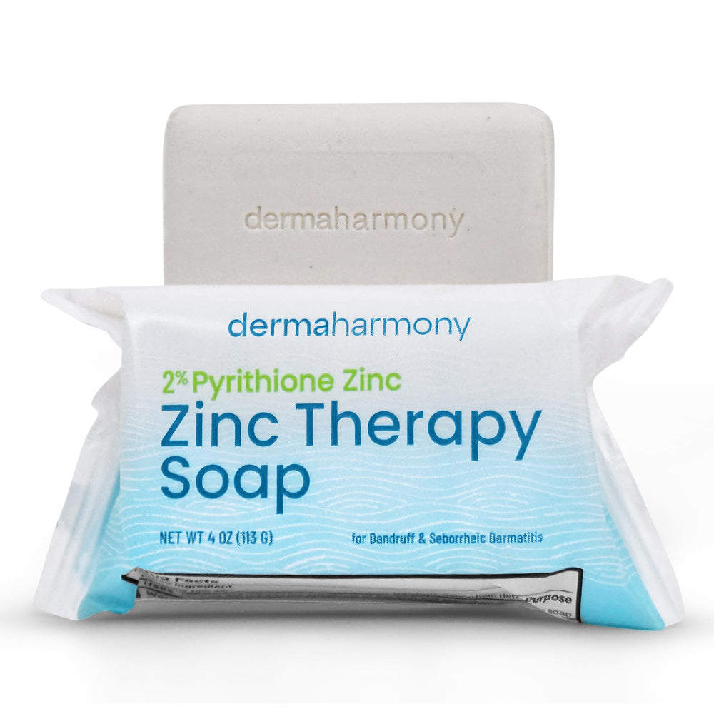 DermaHarmony 2% Pyrithione Zinc bar soap front view for daily scalp and skin care