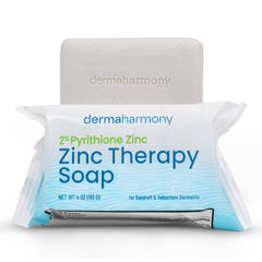 DermaHarmony 2% Pyrithione Zinc bar soap front view for daily scalp and skin care