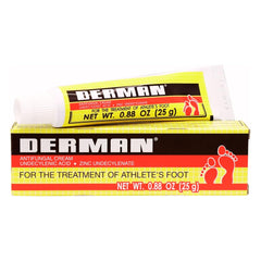 Derman Cream tube closeup showing easy-to-use packaging