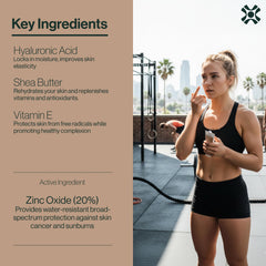 DERMASPORT water-resist up to 80 minutes demonstrates sweat-ready protection during workouts.