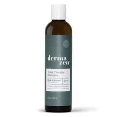 Dermazen Cleansing Scalp Therapy Shampoo bottle promoting refreshed scalp and reduced flakes.