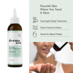 Dermazen serum on the scalp addresses flakes and comfort.
