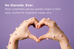 Dermgentle cream texture close-up showing silky, light hydration.