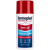 Dermoplast first aid spray bottle shown for quick relief on minor wounds