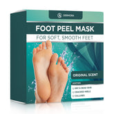 DERMORA Foot Peel Mask application scene demonstrates easy at-home spa results.
