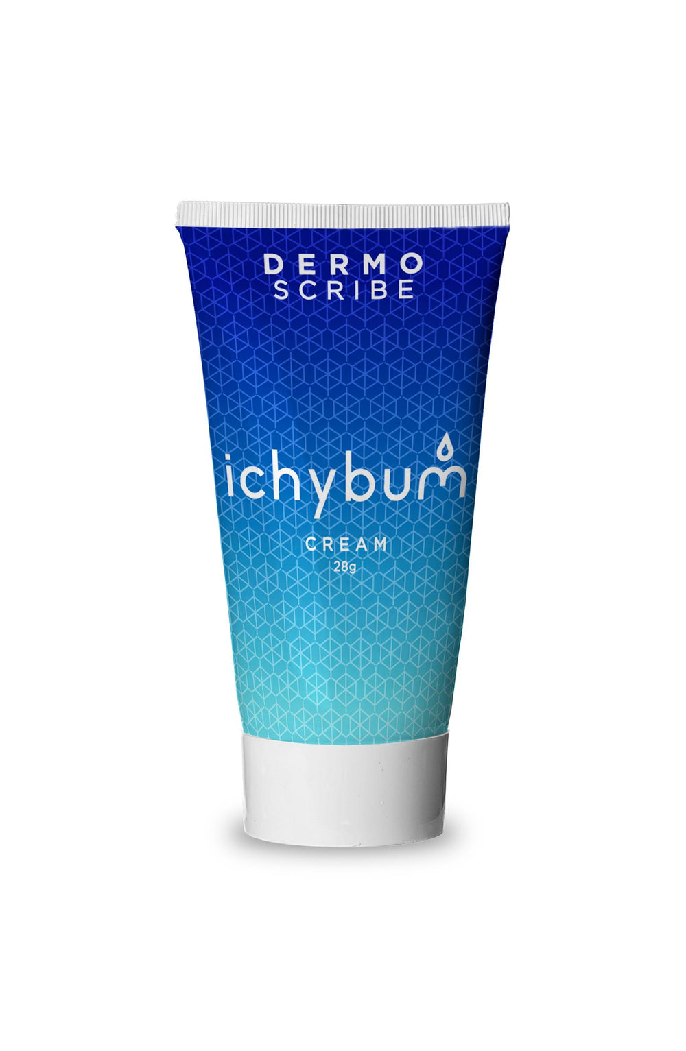 Dermoscribe Ichybum cream tube front showing active ingredients for soothing itch.