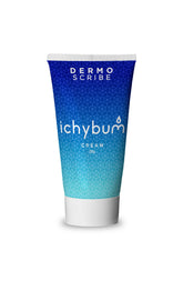 Dermoscribe Ichybum cream tube front showing active ingredients for soothing itch.