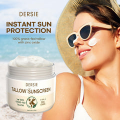 Dersie Tallow Sunscreen SPF 30 pack-2 tubes back view highlights gentle, sensitive-skin friendly formula