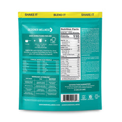 Designer Wellness Designer Whey label closeup highlighting natural ingredients and probiotics