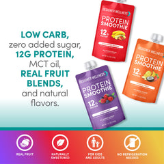 Designer Wellness Protein Smoothie being poured into a glass for a quick snack.