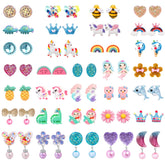 DEVIENG clip-on earrings with assorted styles for kids, perfect for school and parties.