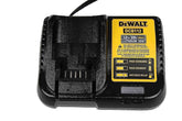 DEWALT DCB112 charger front view, compact on-site charging option.