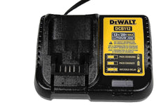 DEWALT DCB112 charger front view, compact on-site charging option.