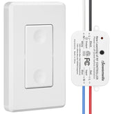 DEWENWILS wireless remote light switch installation view shows simple no-wiring setup.