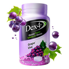Close-up of Dex4 tablets highlights 4 g servings for quick energy.