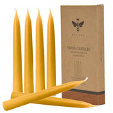 DEYBBY natural beeswax taper 8in in a standard holder for warm ambiance.