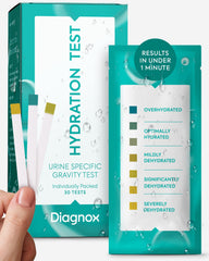 Diagnox Health hydration test strips packaging for easy at-home hydration monitoring.
