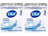 Dial Refresh & Renew antibacterial soap wrapped 4oz bar ready for daily cleansing