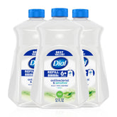 Dial Antibacterial Defense Aloe bottle pour shows easy refilling for quick handwashing.