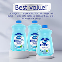 Dial Antibacterial Defense aloe-closeup bottle emphasizes skin-friendly formula.