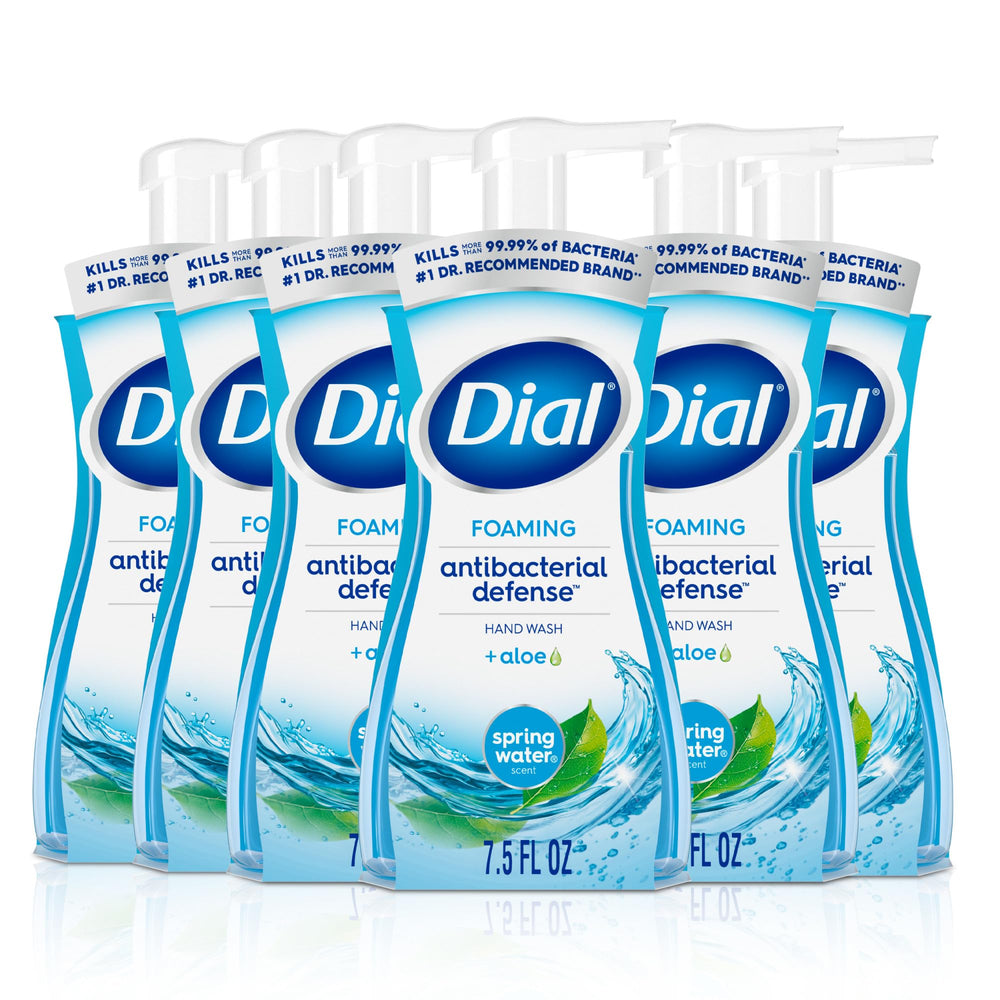 Dial Antibacterial Defense foaming hand soap bottle with pump for easy daily use