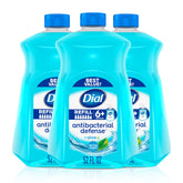 Dial Antibacterial Defense bottle front with aloe for gentle cleansing.