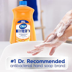 Dial Antibacterial Gold foaming lather demonstrates deep cleansing for busy kitchens.