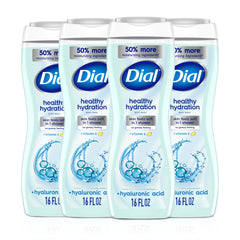 Dial Healthy Hydration bottle pours rich lather for deep hydration.