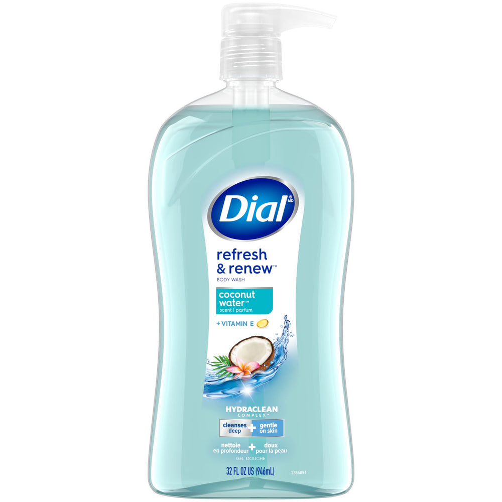 Dial Refresh & Renew Coconut Water bottle seen from the side for a crisp morning cleanse