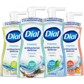 Dial Complete foaming hand wash 4-pack front view for convenient family handwashing.