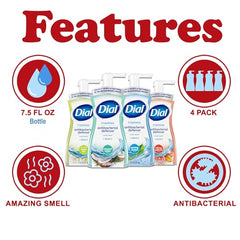 Dial Complete foaming hand wash bottles with assorted scents ready for daily use.
