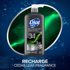 Dial Men 3in1 bottle lather shows rich cleansing foam.