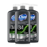 Dial Men 3in1 bottle pour for quick all-in-one cleansing.