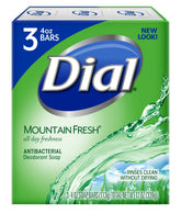 Dial Mountain Fresh bar soap pack with three bars for lasting freshness.