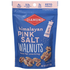 Diamond of California Himalayan Pink Salt Walnut Snack 4oz bag front, ready-to-eat protein snack.