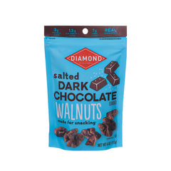 Diamond of California salted dark chocolate walnut snack nuts 4 oz; ready to enjoy straight from bag