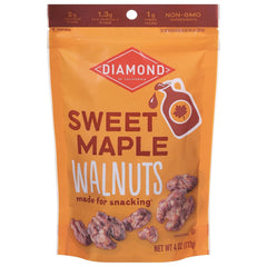 Diamond of California Sweet Maple Walnuts packfront—great for on-the-go snacking.