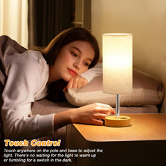 Dicoool touch bedside lamp on nightstand providing soft ambient lighting