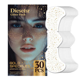 Diesetsr glitter freckles tattoo set with 30 gold patches for a bold festival look.
