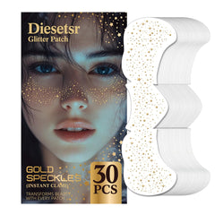 Diesetsr glitter freckles tattoo set with 30 gold patches for a bold festival look.
