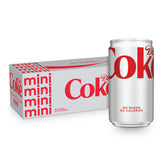 Diet Coke mini cans fridge pack 10 for quick cold refreshment.