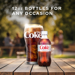 Pouring Diet Coke into a glass to reveal smooth fizz.