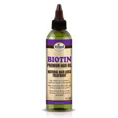 Difeel Biotin Hair Oil bottle with 8-ounce packaging for healthier-looking hair.