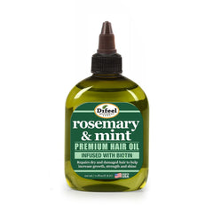 Difeel Rosemary and Mint hair oil bottle delivers nourishing shine for hair.