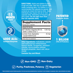 Digestive Advantage packaging front label highlights three digestive enzymes for digestive health