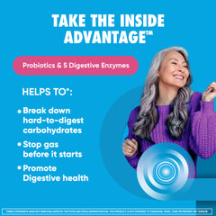 Digestive Advantage probiotic capsules highlighted for BC-30 survival.