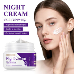 DIKAYI night cream texture on hand shows smooth, non-greasy finish.