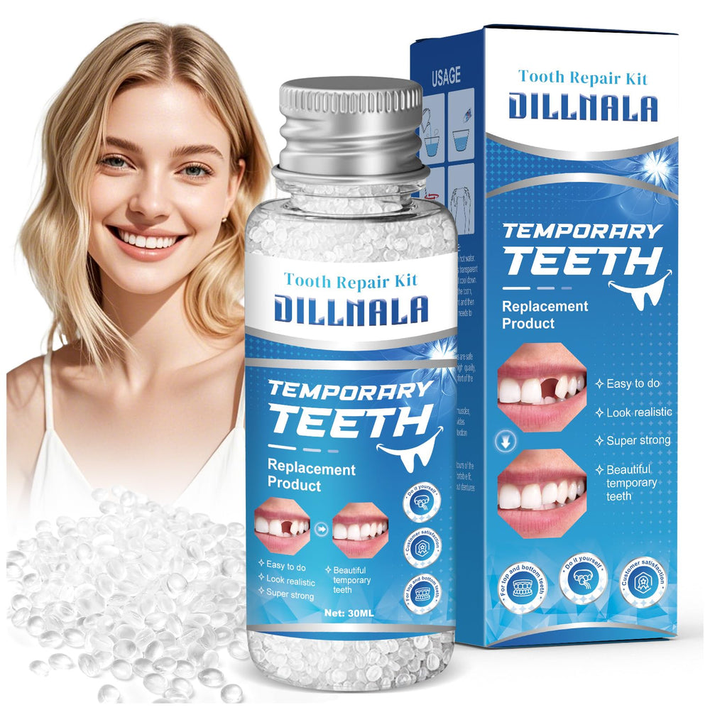 DILLNALA tooth repair kit beads in clear form for discreet temporary tooth repair