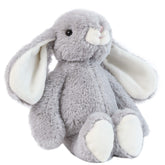 DILLY DUDU gray bunny plush face close-up, showing soft, inviting texture for cuddling.