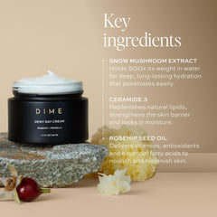 DIME Beauty Dewy Day Cream texture swirl demonstrates lightweight hydration.
